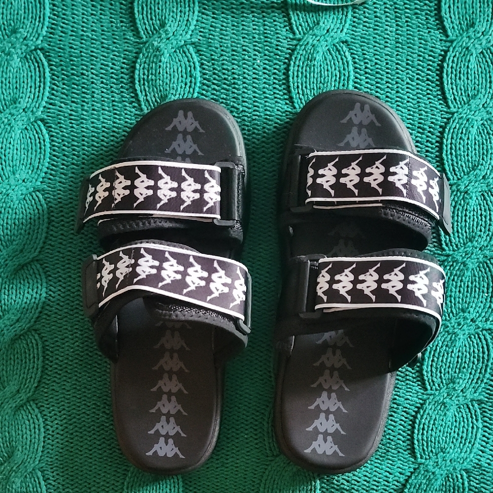 Kappa Black Sandals with White Logo